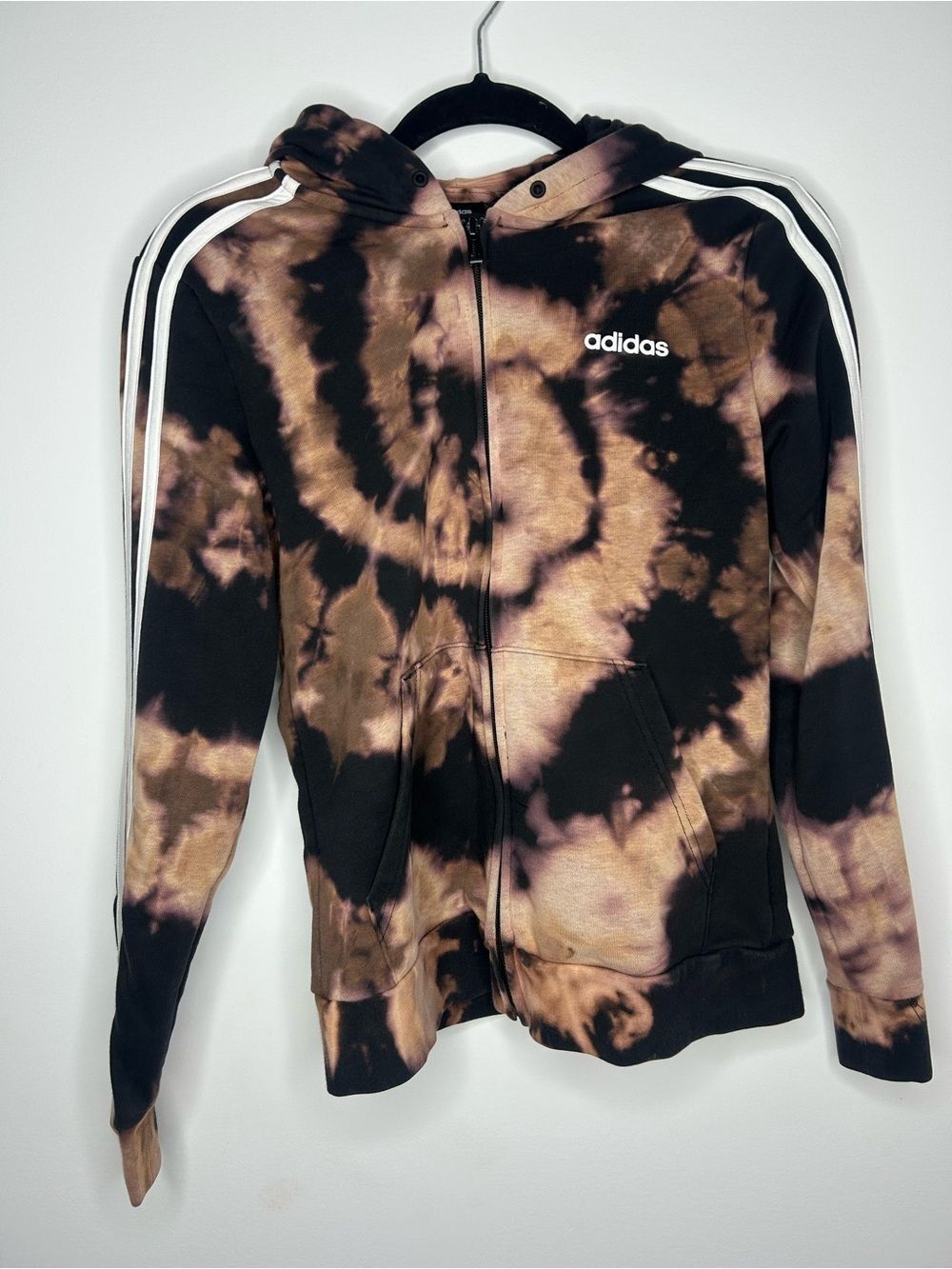 adidas Black and Brown Tie-Dye Zip Hoodie